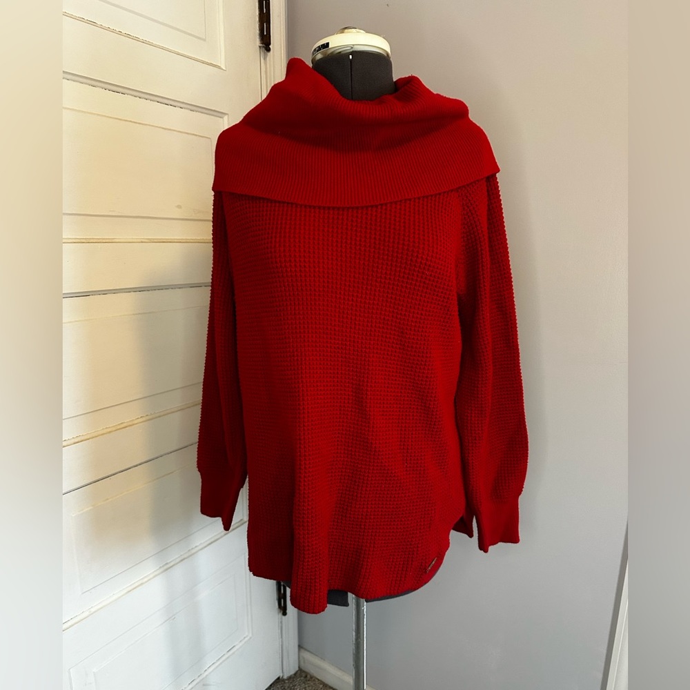 Michael Kors red floppy turtle neck sweater size medium.